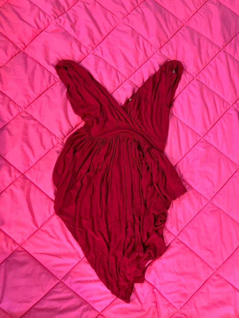 Deep Red Sleeveless Draped Bodycon Dress